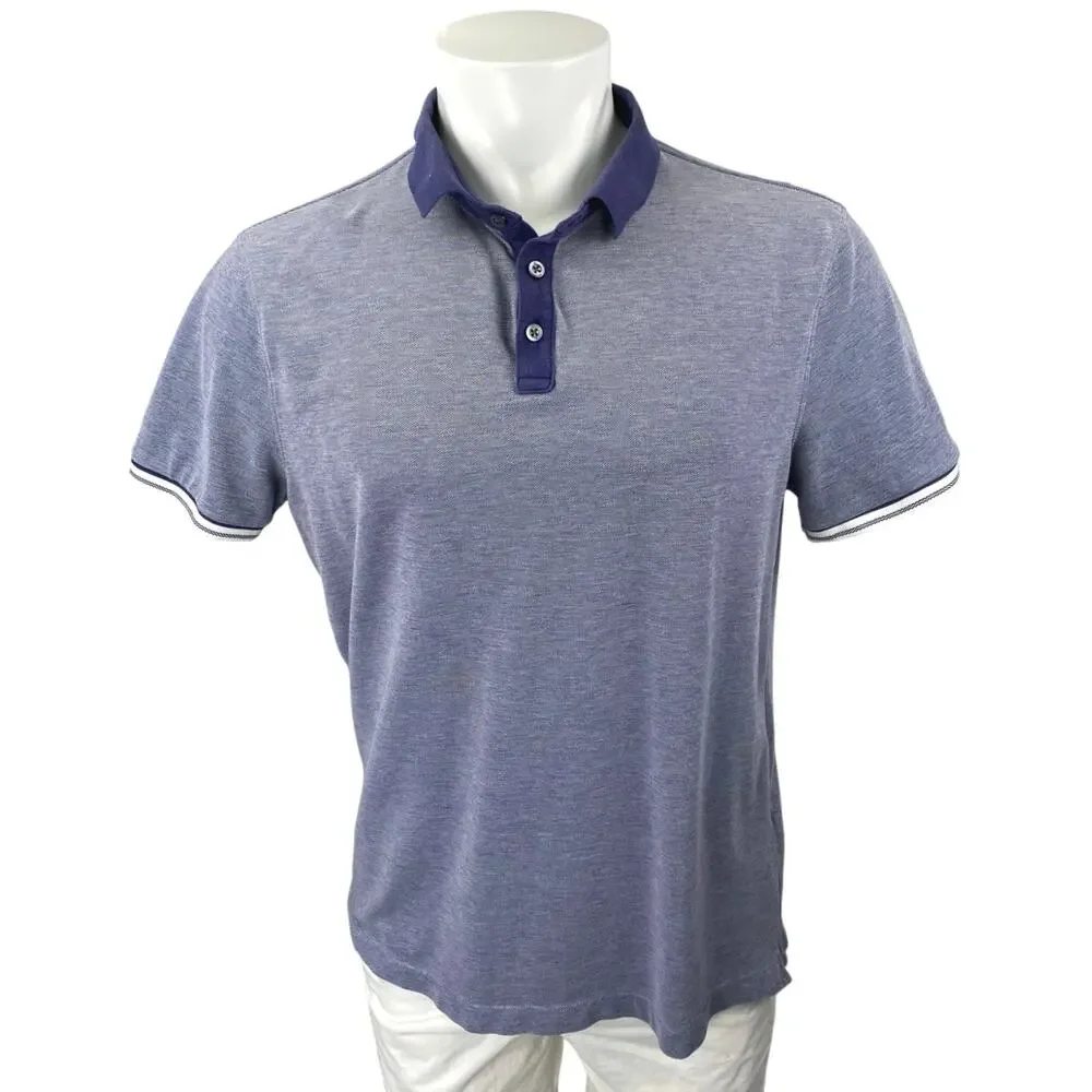 Banana Republic Men's Blue Short Sleeve Core Temp Knit Polo Shirt Top Size L